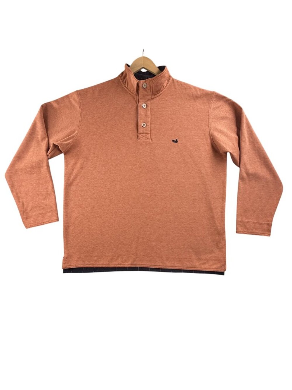 Southern Marsh Shirt Mens XL Orange Mock Neck Long Sleeve Henley Mallard Duck